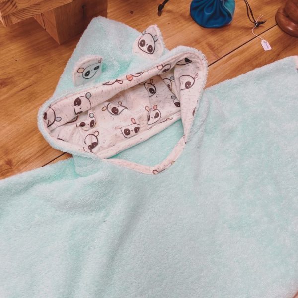 Poncho de bain Evolutif Panda menthe