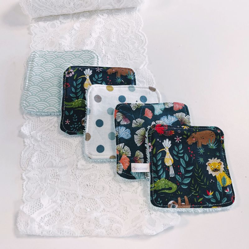 Lot de 5 lingettes MIX jungle ginko dots