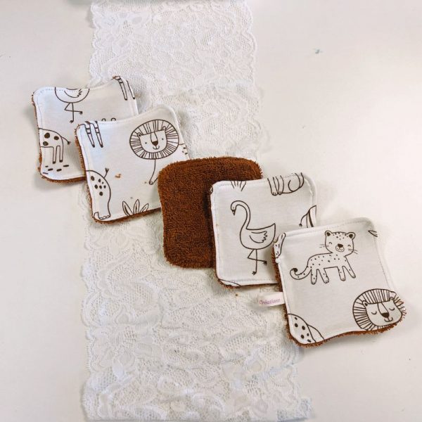 Lot de 5 lingettes Animaux marron