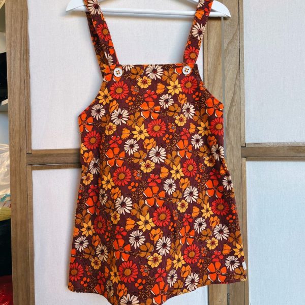 Robe Célia - Velours fleuri orange marron