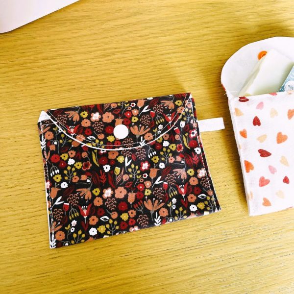 Pochette à savon solide Fleurs d'automne bordeaux