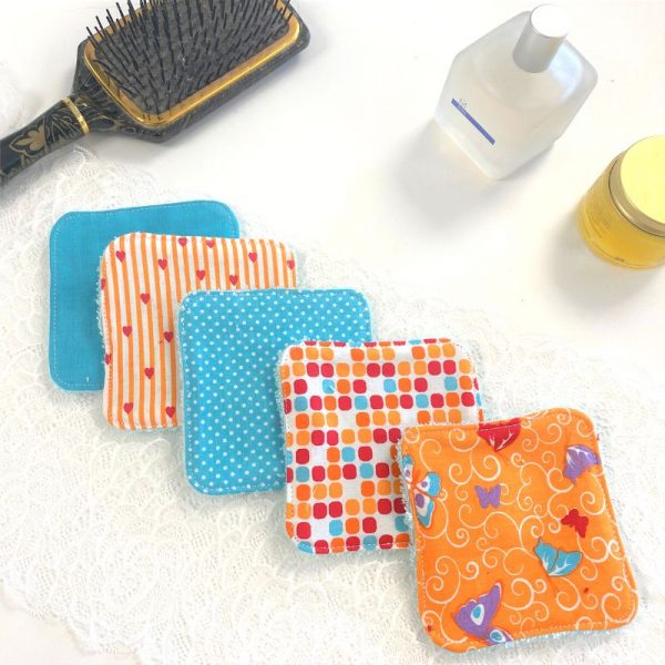 Lot de 5 lingettes - orange et bleu