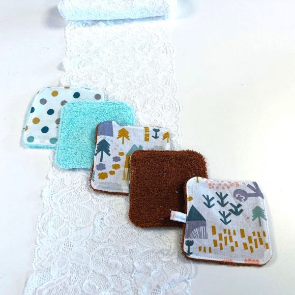 Lot de 5 lingettes - maisons et pois