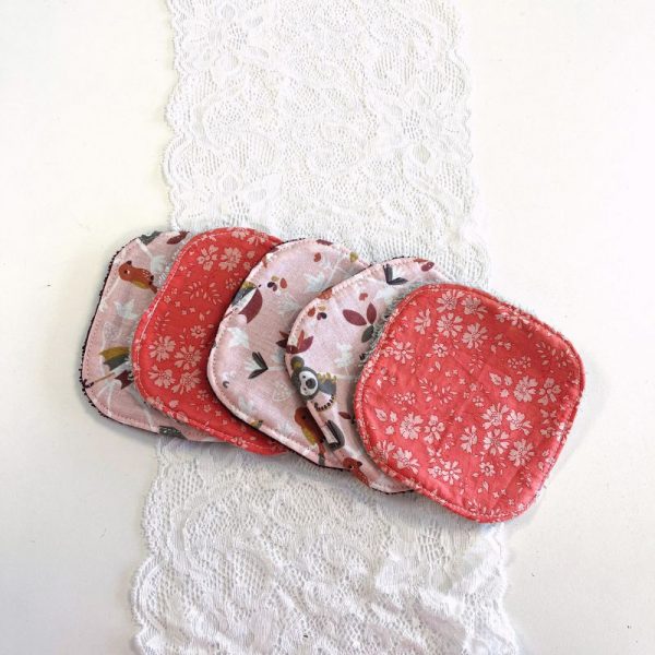 Lot de 5 lingettes - Corail et rose