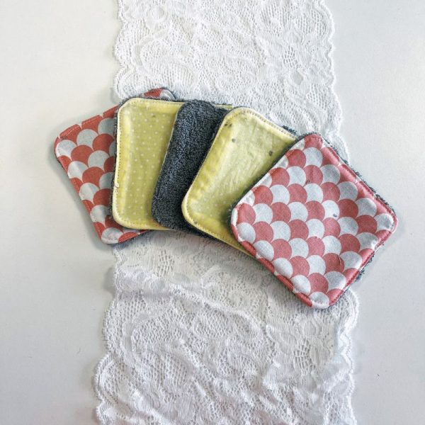 Lot de 5 lingettes - Corail et jaune