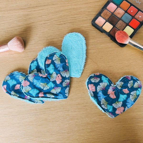 Lot de 4 lingettes - cœurs ginko menthe