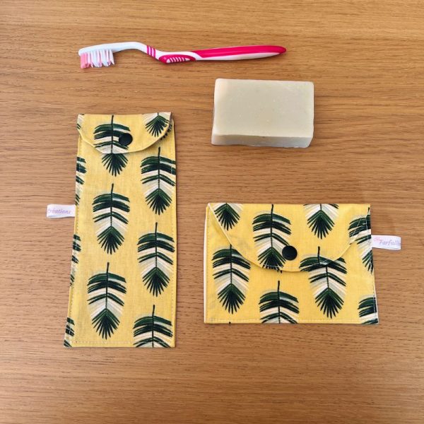 Etui à brosse à dents - Plumes Jaunes