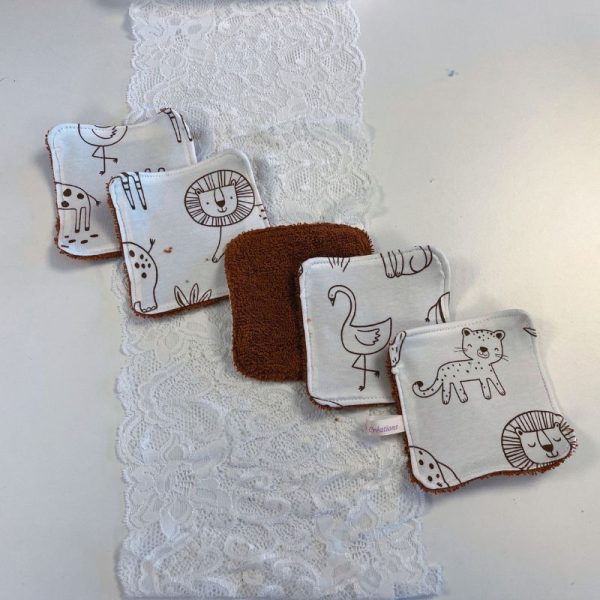 Lot de 5 lingettes - Animaux Moutarde